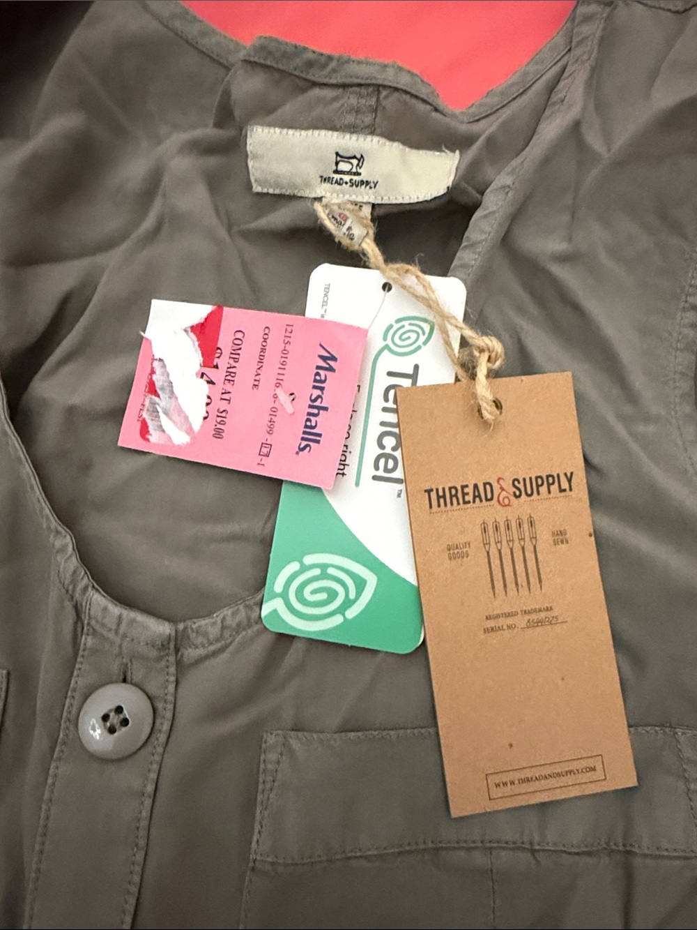 Thread & Supply Olive Utility Button Shirt with Tags